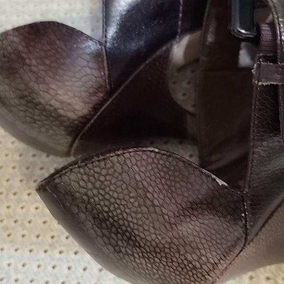 *NEW* HYPE "Blanca" Brown&Green Embossed Leather Buckle Heeled Sandals *Y2K* 8.5 - Picture 14 of 15